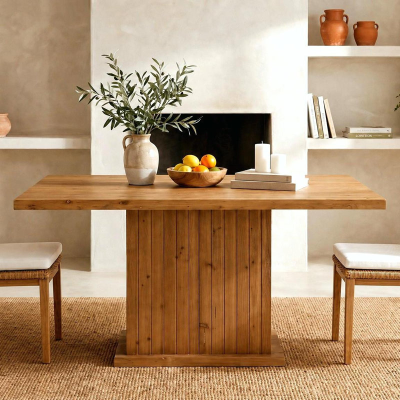 55" Solid Wood Pedestal Dining Table