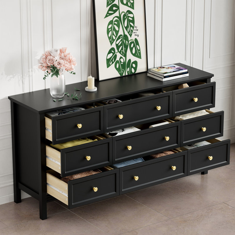 Deyonna 59'' W 9 - Drawer Dresser, Black