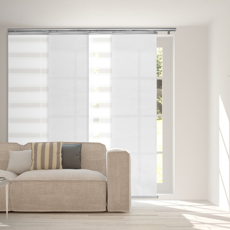 Semi-Sheer 6-Panel Single Rail Panel Track Extendable 94"H, Panel width 23.5"