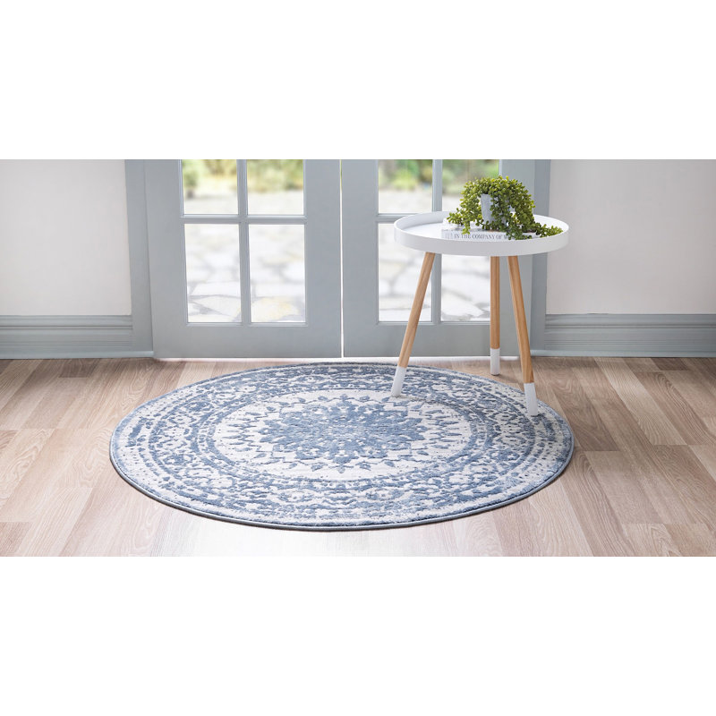 Tapis contemporain Glencoe de couleur amiral, Rond 4 pi