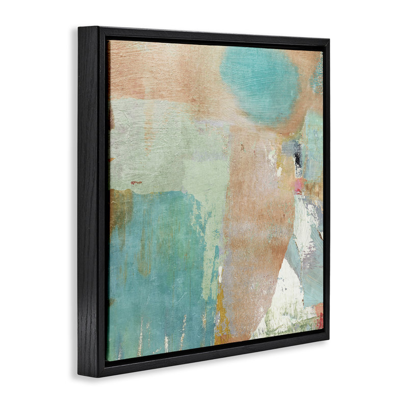 Art mural sur toile Rustic Paint Strokes par Suzanne Nicoll, Cadre flottant noir de jais, H 25 po x l 25 po x P 1,7 po