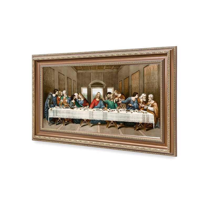 «The Last Supper» par Leonardo Da Vinci, reproduction d'art par estampe numérique avec cadre, Impression encadrée, Brun