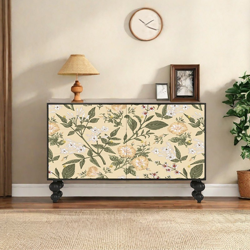 Armoire de rangement élégante et élégante, Noir / crème/ vert