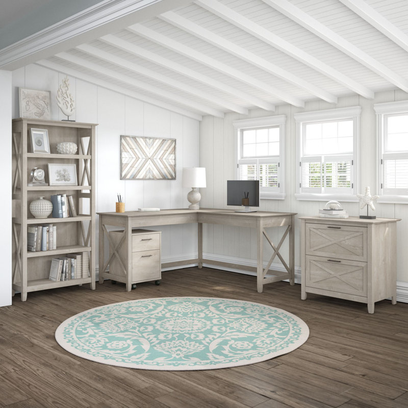 Ovia L-Shaped Computer Desk, Washed Gray