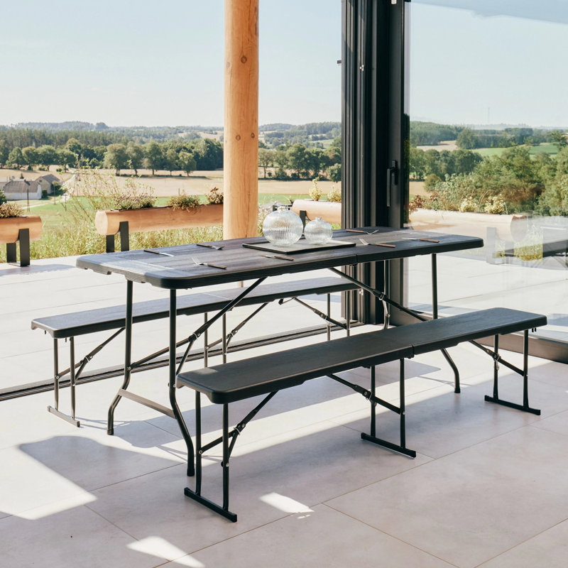Rayn 8 - Person Patio Dining Set with Rectangular Table, Black