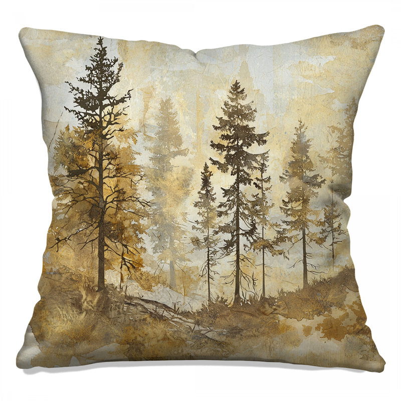 Misty Forest Landscape Double Sided Throw Pillows, 18 po x 18 po