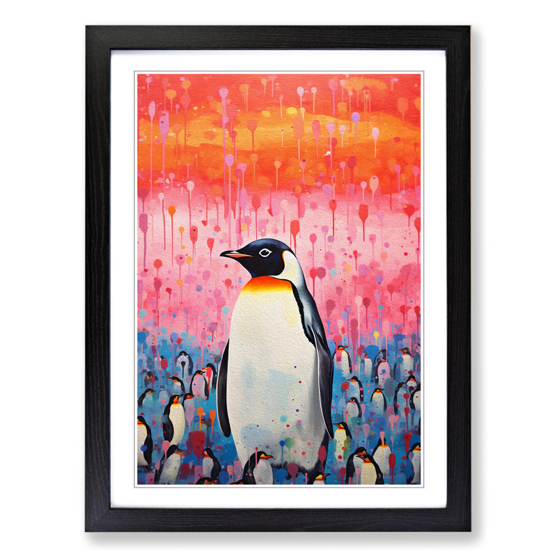 Penguin Colour Field Art - Framed Print, 34cm H x 25cm W x 2cm D, Black Framed