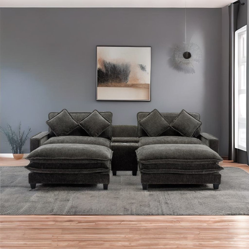 Canapé modulaire Kylend, Polyester noir