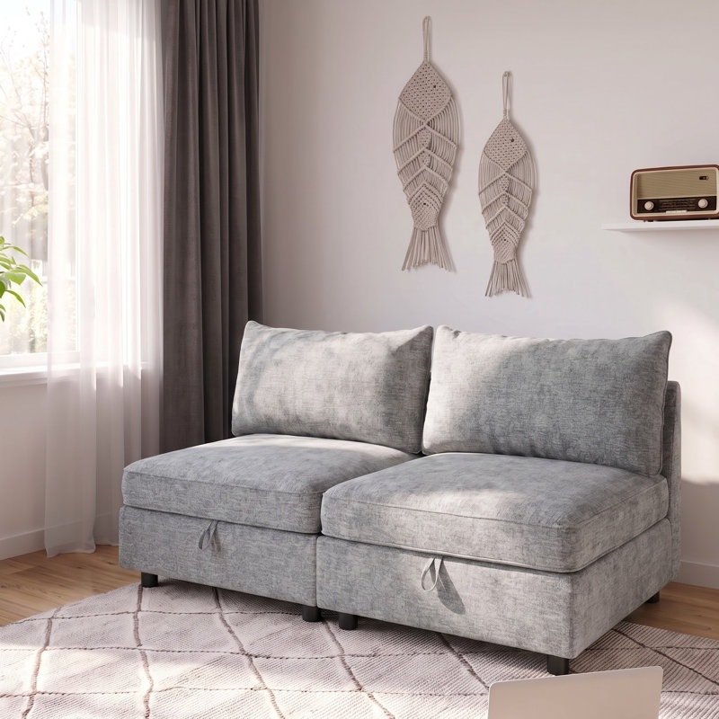 Cala Upholstered 61 " Chenille Sectional, Gris