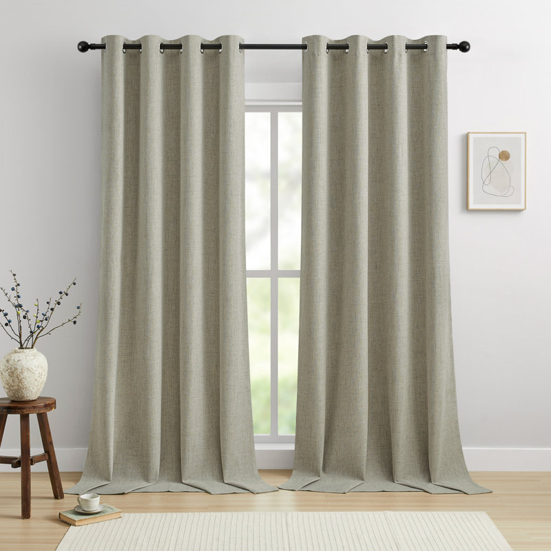 Ensemble de 2 panneaux de rideaux occultant 100% polyester Leming, Cappuccino, L 52 po x L 96 po