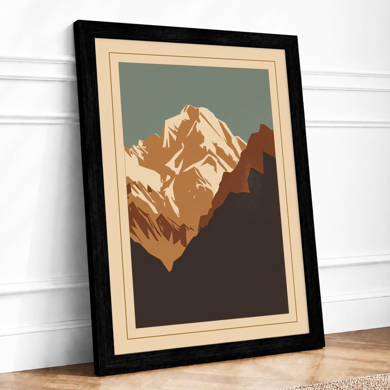 Mountain At Sunrise Japandi - Print, A1 - 84.1 x 59.4 cm, Black