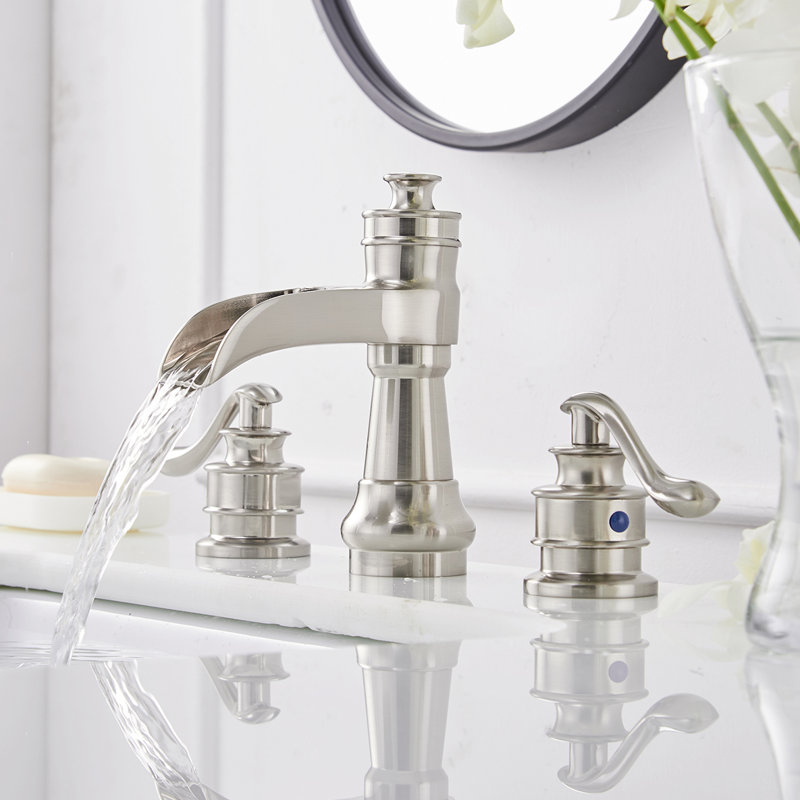 8-16 Inch 3 Holes 2 Handle Widespread Bathroom Sink Faucet, Drain Not Include, Brushed Nickel