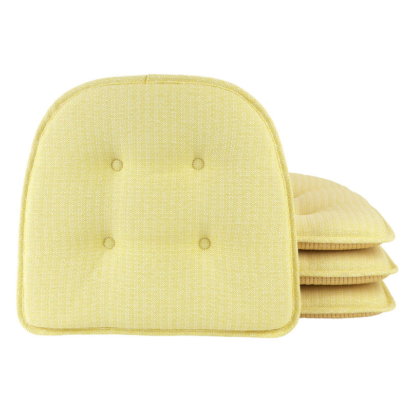 Non-Slip Dining Room And Kitchen Seat Cushions, 16 X 15 X 2 Inches, Yellow