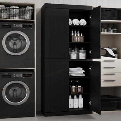 Palace Imports 100% Solid Wood Bathroom & Laundry Storage Cabinet, Raised Panel Doors, Adjustable Shelves, 32" Wide, 71.5" Tall