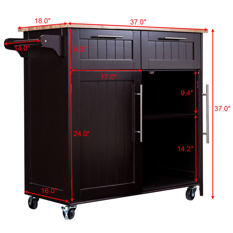 Gavril Solid Wood Top Kitchen Cart