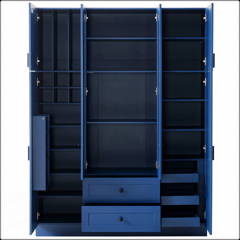 Grand garde-manger moderne avec 6 portes, tablettes réglables, plateaux coulissants et support à vin pour un rangement efficace