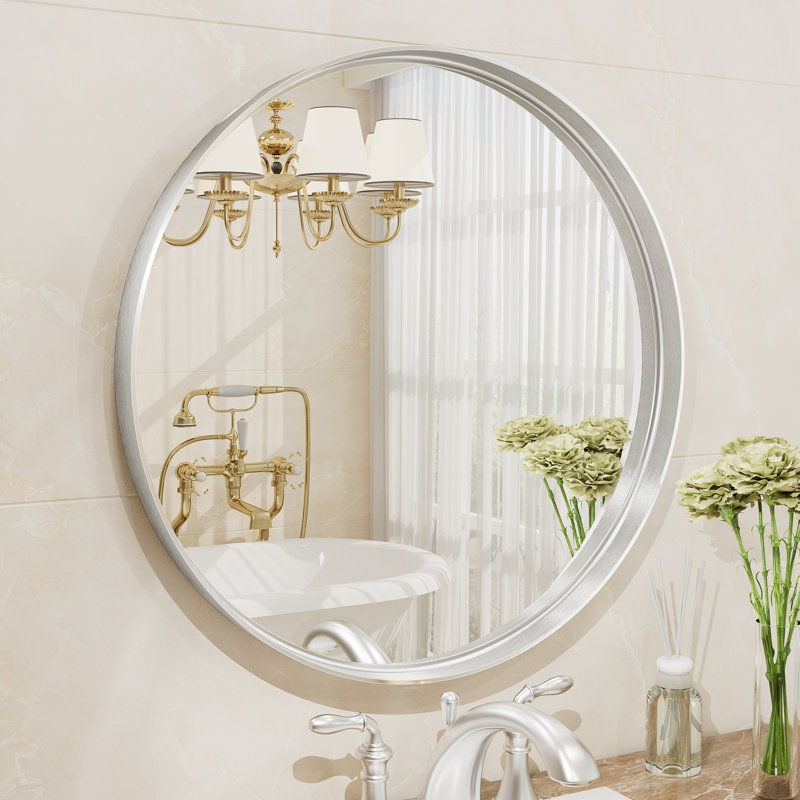 Miroir mural Aevar, 18 po x 18 po, Argent brossé