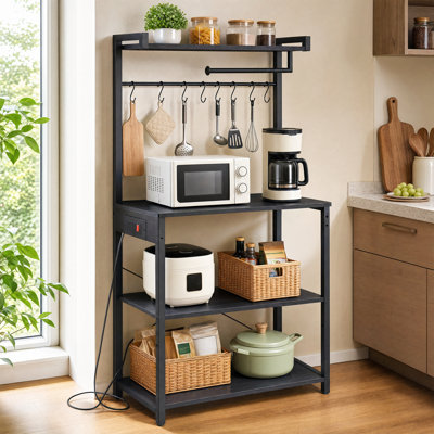 Luciano 4-Tier Kitchen Bakers Rack With Power Outlet