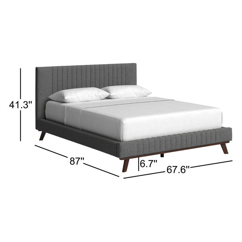 Sven Upholstered Platform Bed, Dark Gray, Queen