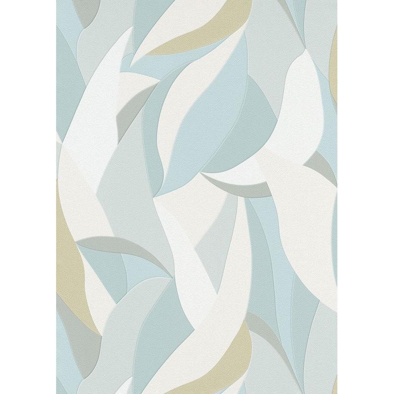Papier peint texturé, Vert / Bleu / Blanc