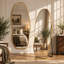Miroir sur pied asymétrique moderne, de forme irrégulière, avec support, miroir de coiffeuse autoportant et mural-491280832-277949204