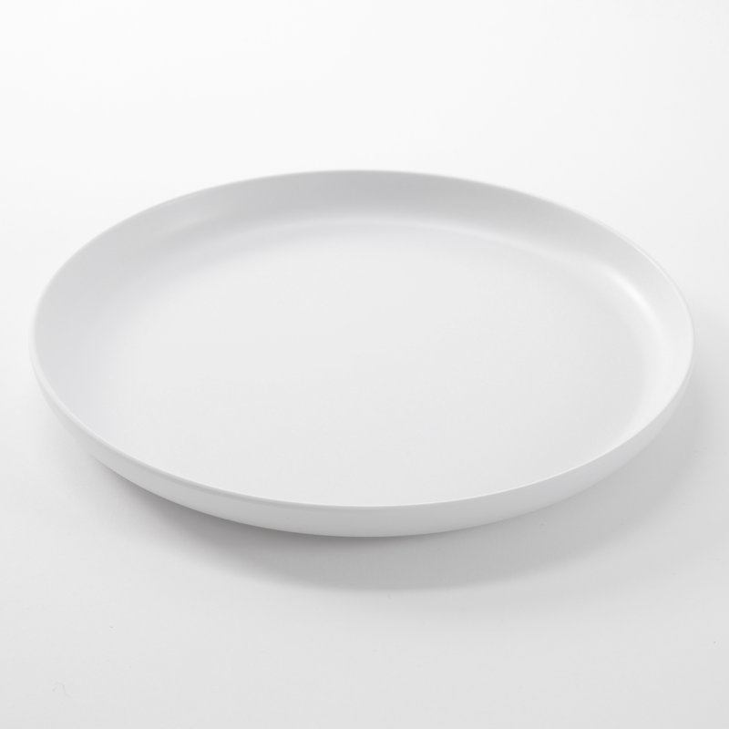 White Round Melamine Dinner Plate with Coupe Rim, 10.5"