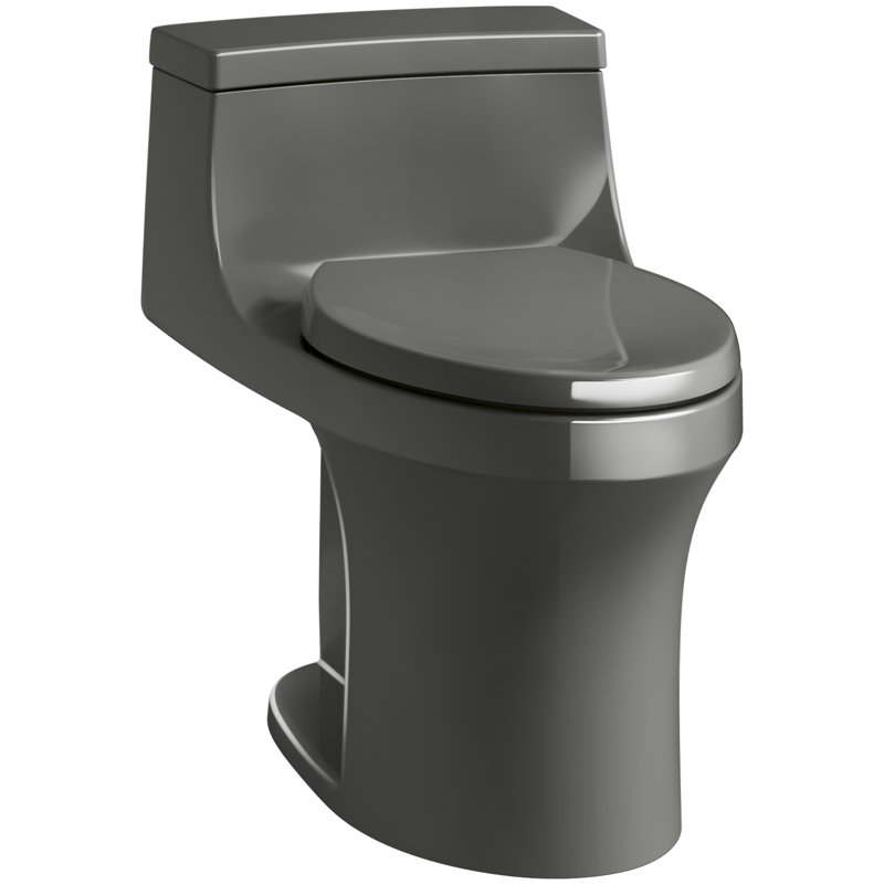 San Souci 1.28 GPF Elongated One-Piece toilet (Seat Included), Thunder Gray, Right-Hand