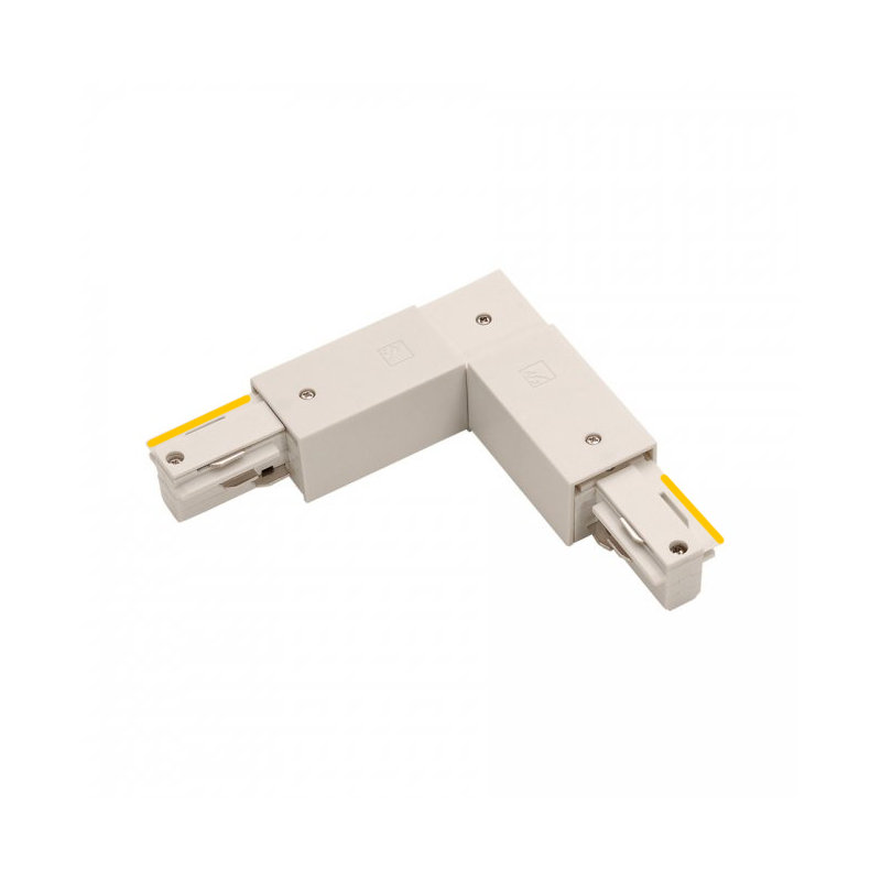 Connecteur en l avec rail, Blanc, 6.5