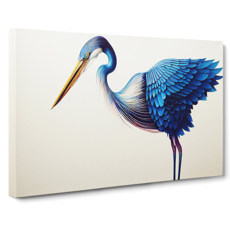 Heavenly Heron Bird - Wrapped Canvas Print, 50cm H x 76cm W x 3cm D