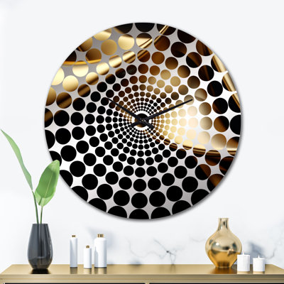 Horloge murale dorée et noire surréaliste I - Fractals