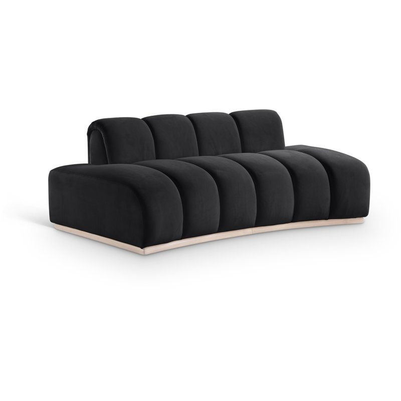 Causeuse en velours Velida, Velours noir