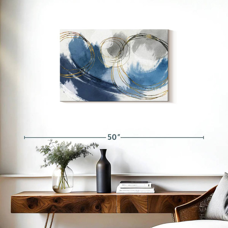 Avery Gold On Blue Splashes, 20" H x 30" W