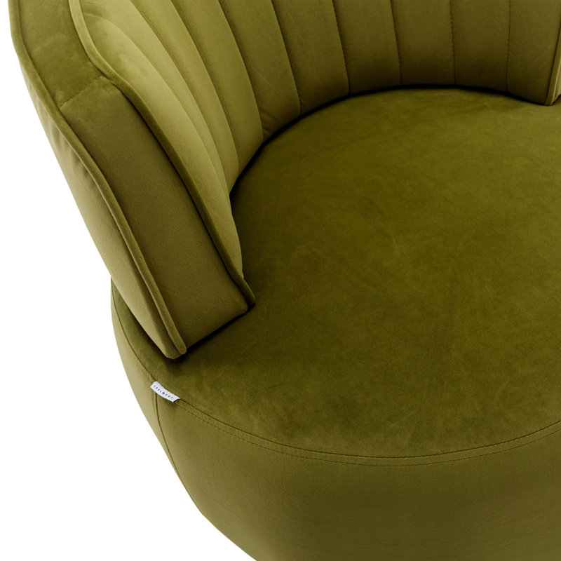Fauteuil demi-tonneau pivotant de 25,2 po de largeur, Velours vert