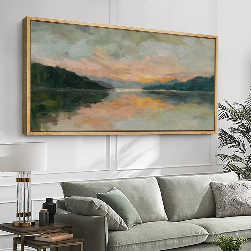 Grande impression sur toile encadrée, impression de paysage abstrait pour la décoration intérieure moderne, Naturel