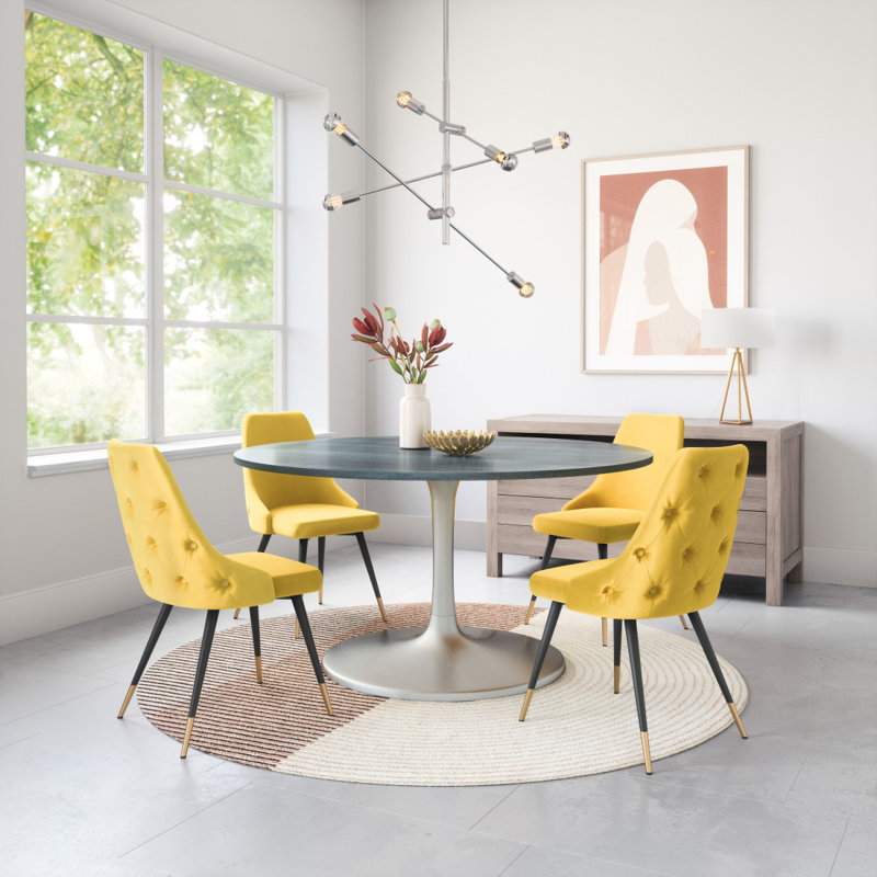 Table de salle à manger extensible Zaynah, 60 po x 60 po, Blue/Silver