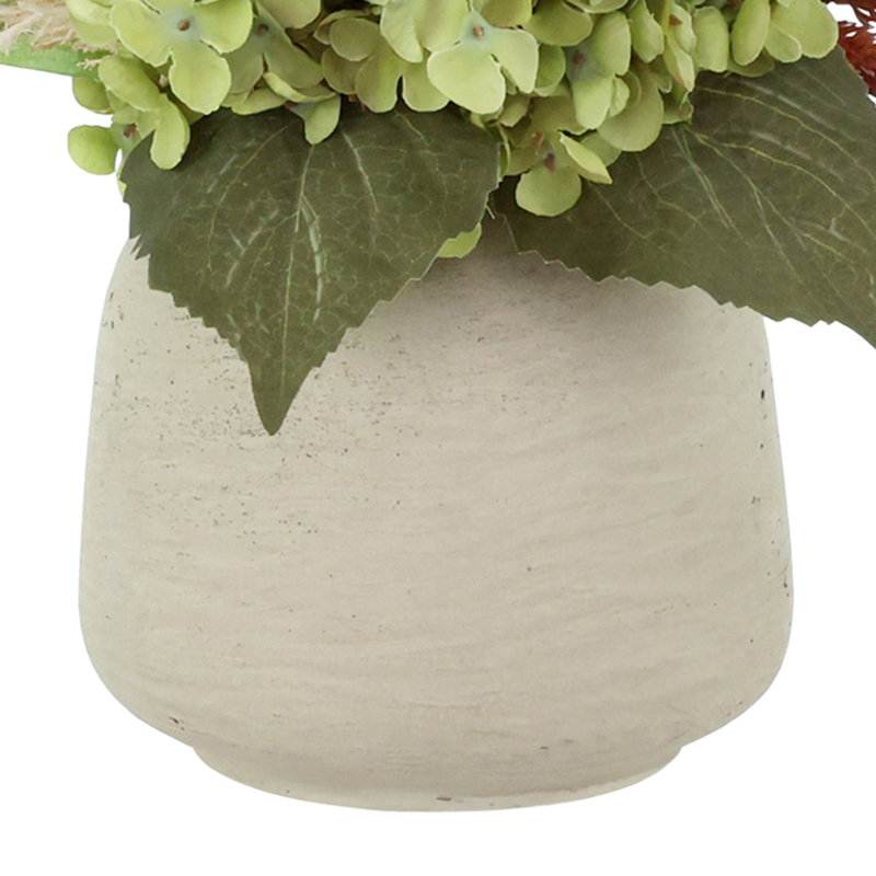 Fall Arrangement in Fiberstone Pot, Green;Orange;Cream, 19" H x 23" W, Gray