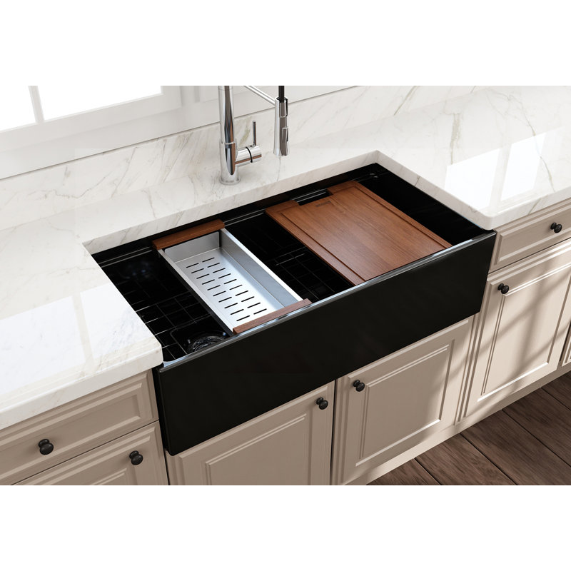30'' L Single Basin Kitchen Sink, Black
