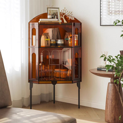 Armoire de coin en acrylique brun et acier
