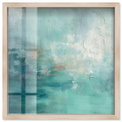 "Green Blue I" Shadowbox Print, art mural abstrait par Art Remedy
