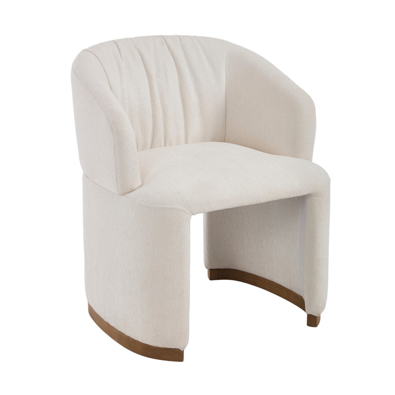 25" Wide Modern Dining Chair Upholstered Barrel Armchair With Solid Wood Legs And Backrest, For Dining Room/Living Room