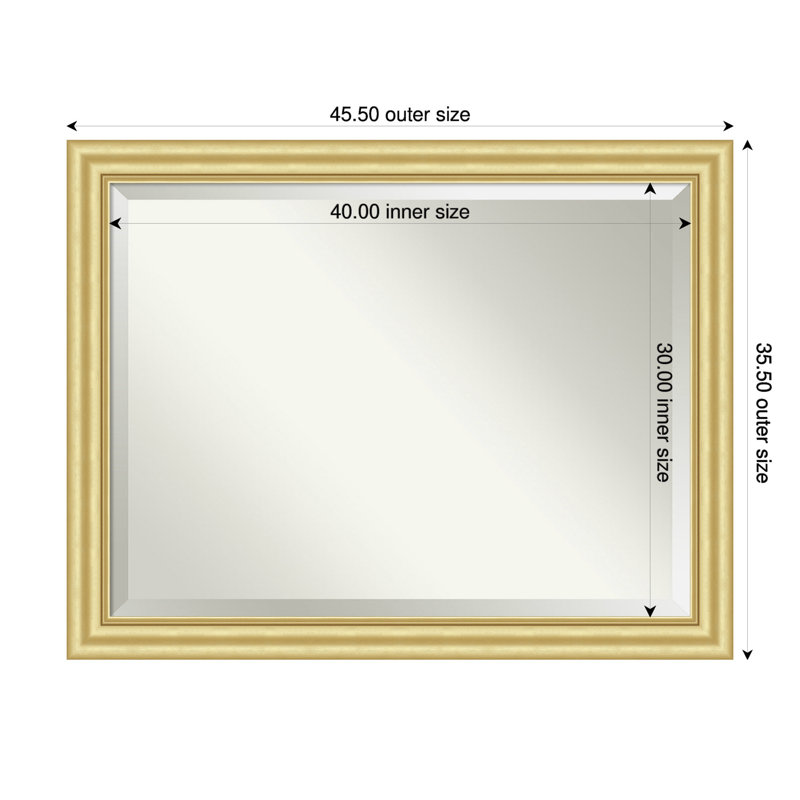 Miroir de salle de bain mural Sophia, 35,5 po x 45,5 po, Doré