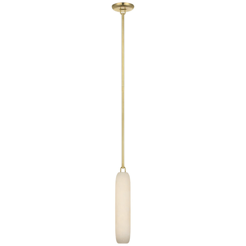 Kelly Wearstler Formosa Single Pendant with Alabaster, 61.5" H x 3.25" W x 3.25" D, Antique-Burnished Brass