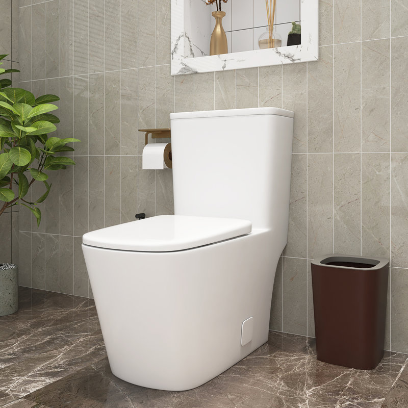 Toilette allongée 1 pièce à double chasse 1,1 / 1,6 GPF avec siège blanc incluse