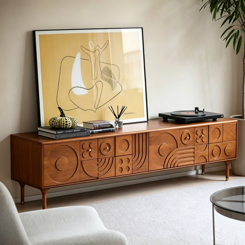 Armoire de rangement audiovisuelle moderne et multifonctionnelle, H 22,44 po x L 70,87 po x l 16,93 po