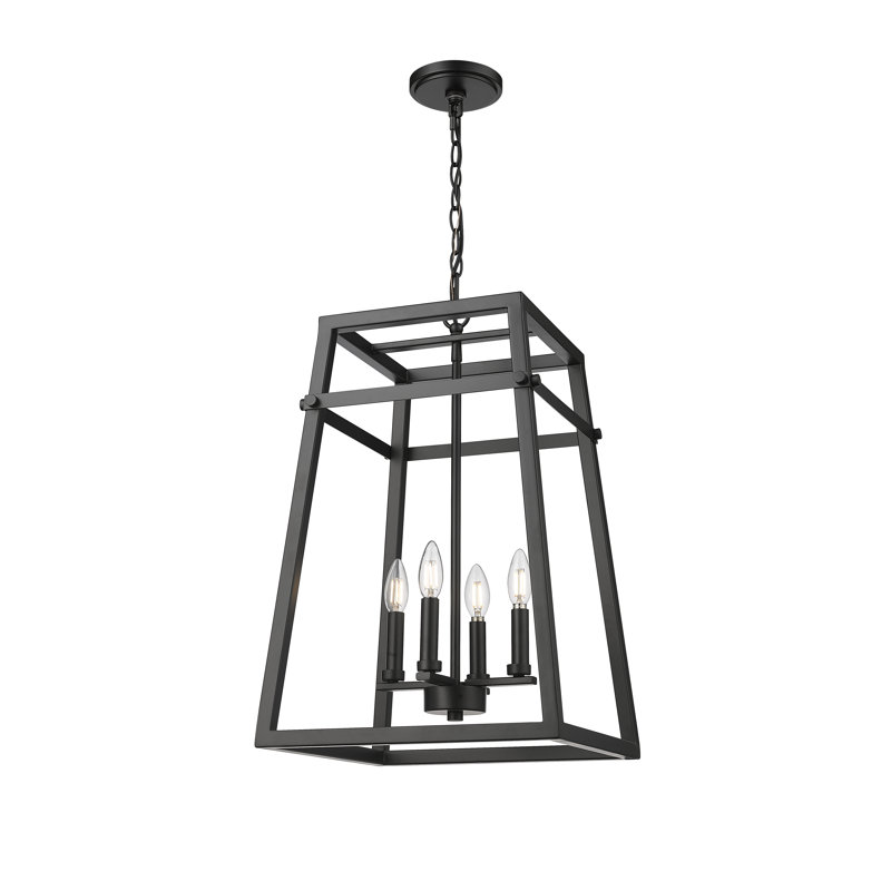 Luminaire suspendu 4 lumières Tellsa - Noir mat, H 24 po x l 15 po x P 15 po