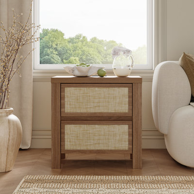 Retro Minimalism 2-drawer Nightstand With Charging Station by George Oliver