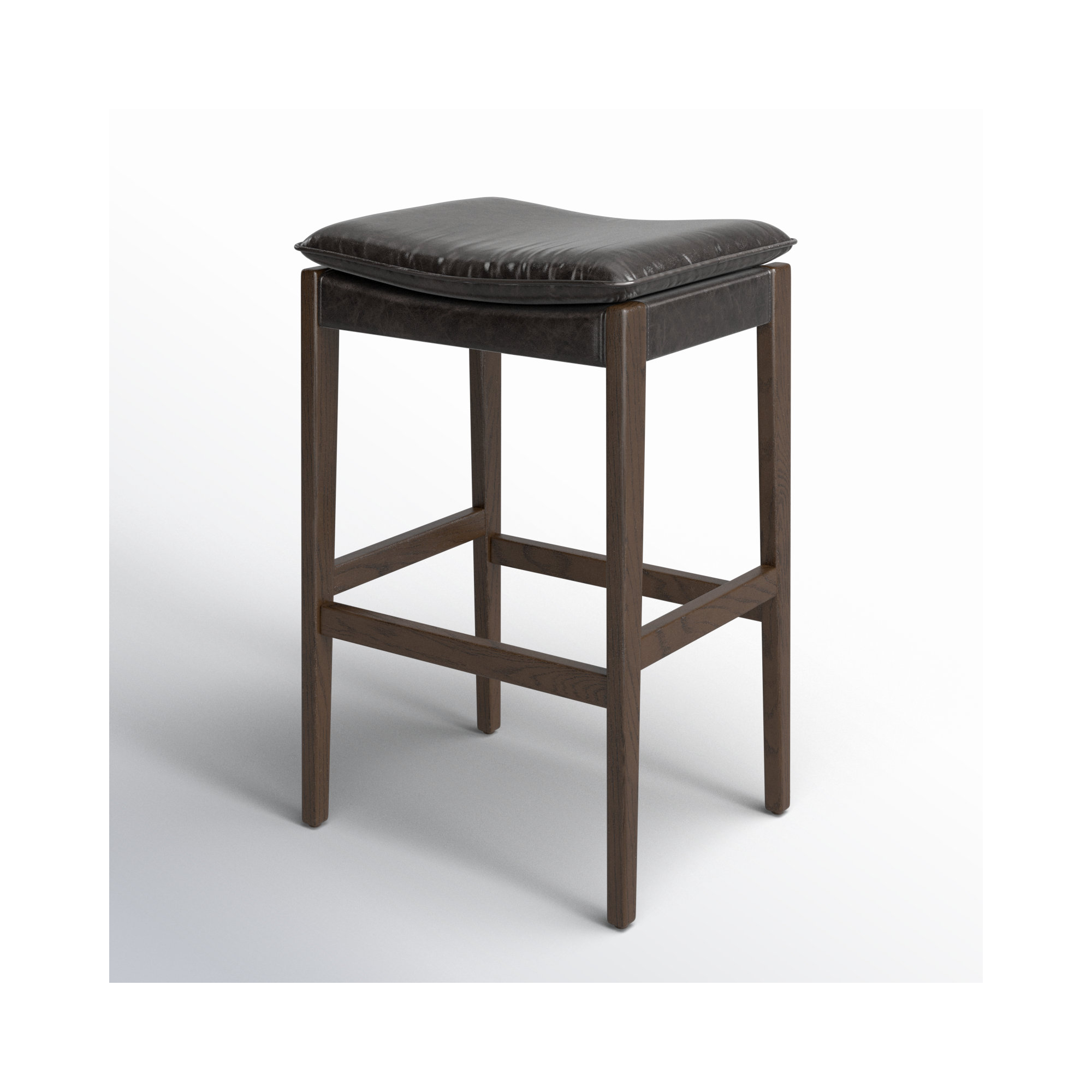 Caricia Leather Stool, Bar Stool (30.71" Seat Height), Genuine Leather Sonoma Black