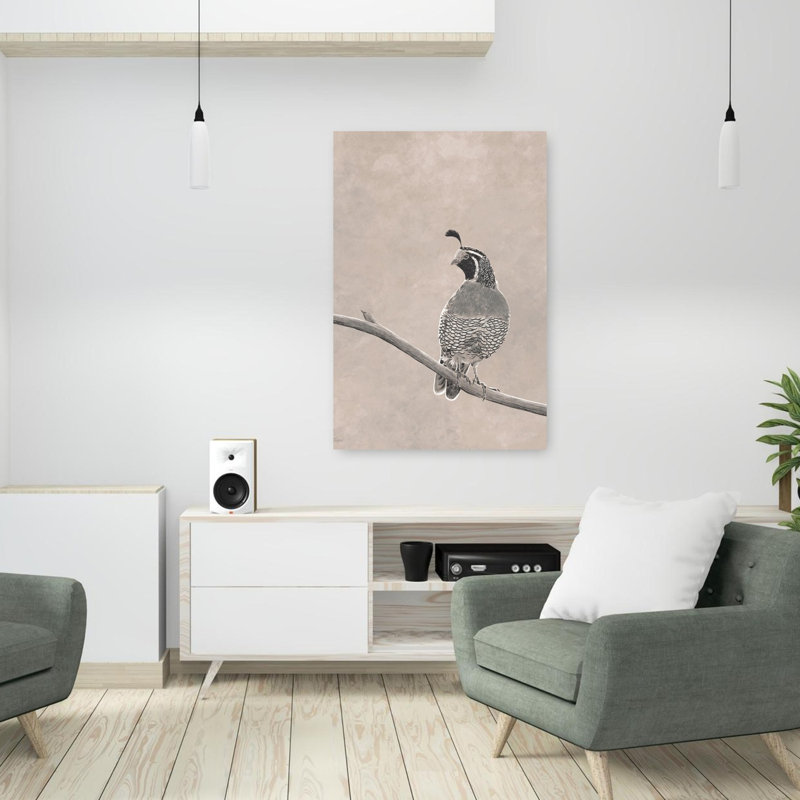 Croquis de caille, art d'oiseau contemporain, H 36 po x l 24 po