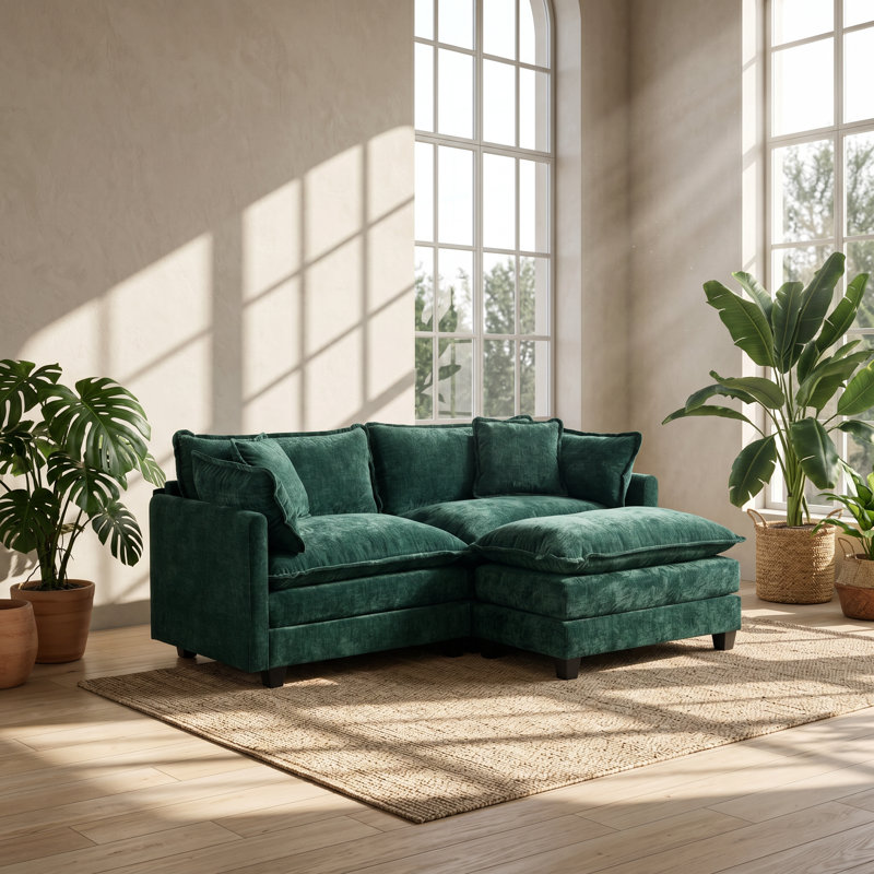 Canapé modulaire en chenille 2 places l 35 po x P 76,7 po x H 33 po Cloud