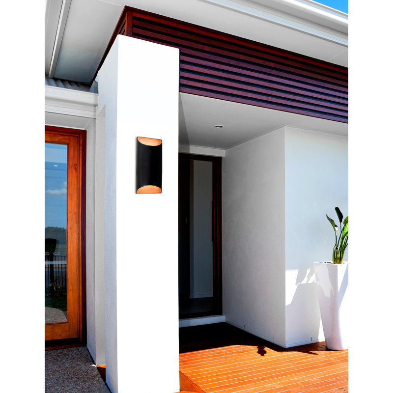 Beda Ceramic LED Wall Light, Carbon Matte Black/Champagne Gold, 10.75" H x 5.5" W x 4" D